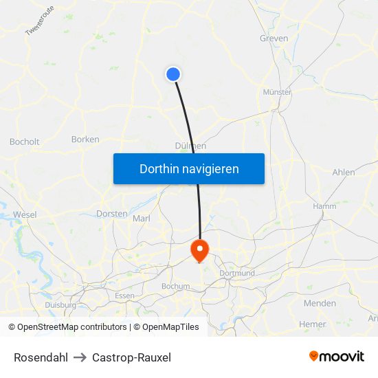 Rosendahl to Castrop-Rauxel map