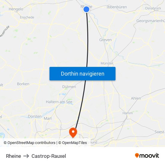 Rheine to Castrop-Rauxel map