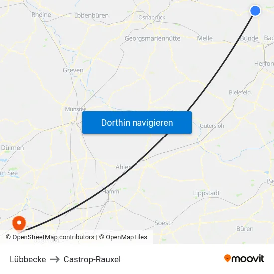 Lübbecke to Castrop-Rauxel map