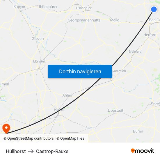 Hüllhorst to Castrop-Rauxel map