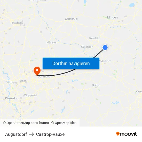 Augustdorf to Castrop-Rauxel map