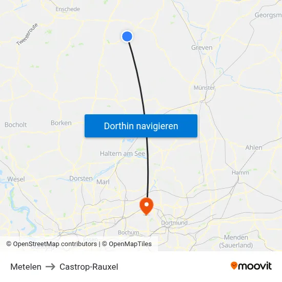 Metelen to Castrop-Rauxel map