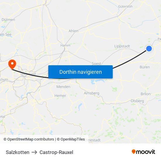 Salzkotten to Castrop-Rauxel map