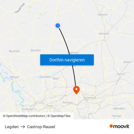 Legden to Castrop-Rauxel map