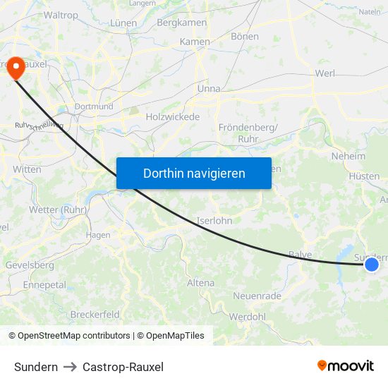 Sundern to Castrop-Rauxel map