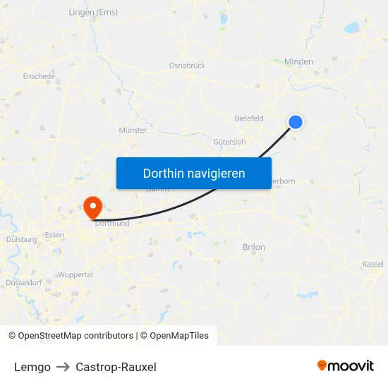 Lemgo to Castrop-Rauxel map