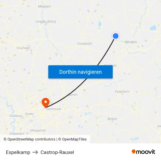 Espelkamp to Castrop-Rauxel map