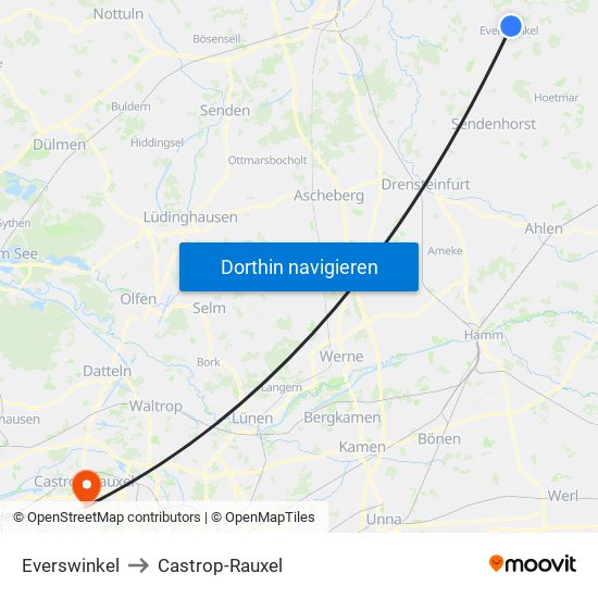 Everswinkel to Castrop-Rauxel map