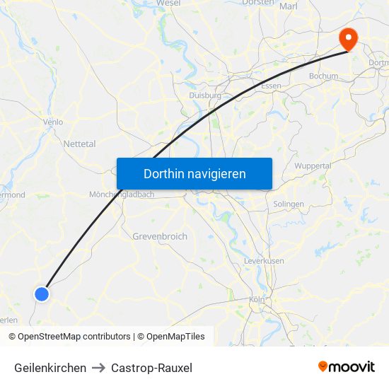 Geilenkirchen to Castrop-Rauxel map