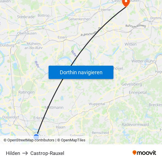 Hilden to Castrop-Rauxel map