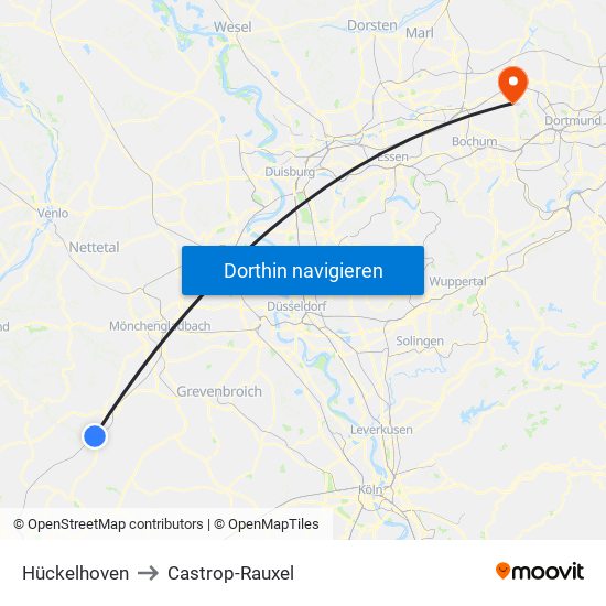 Hückelhoven to Castrop-Rauxel map