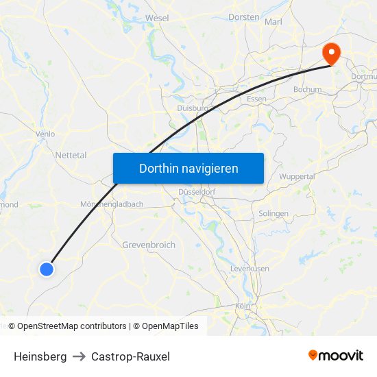 Heinsberg to Castrop-Rauxel map