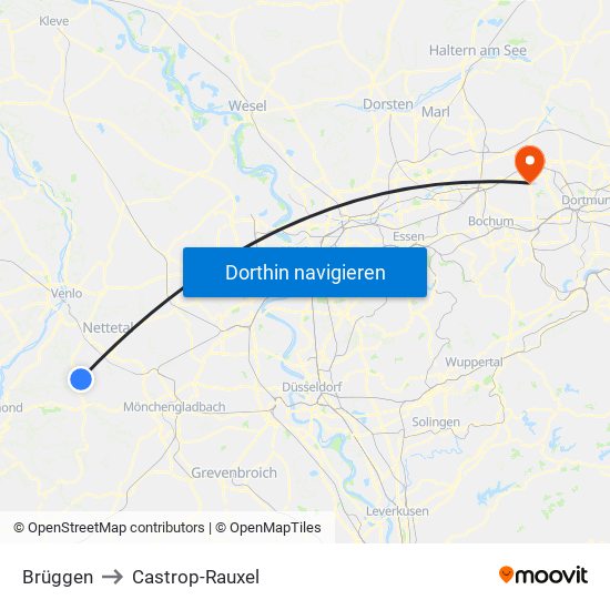 Brüggen to Castrop-Rauxel map