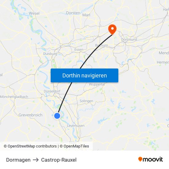 Dormagen to Castrop-Rauxel map