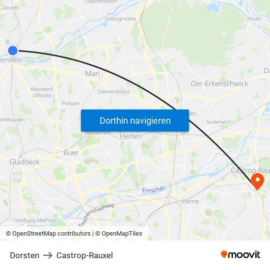 Dorsten to Castrop-Rauxel map