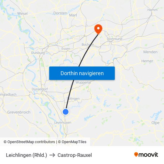 Leichlingen (Rhld.) to Castrop-Rauxel map