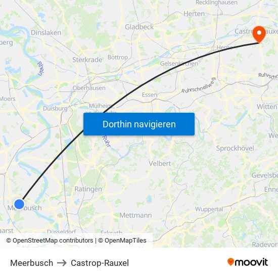 Meerbusch to Castrop-Rauxel map