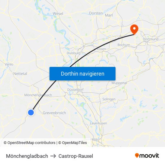 Mönchengladbach to Castrop-Rauxel map