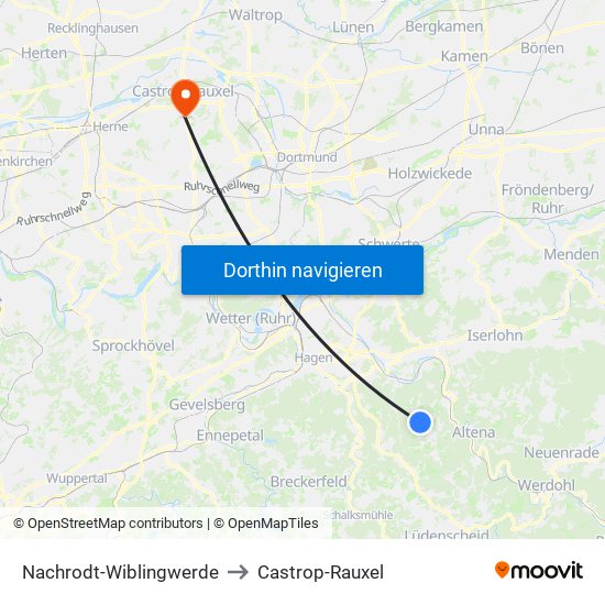 Nachrodt-Wiblingwerde to Castrop-Rauxel map