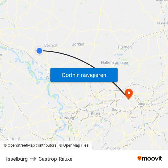 Isselburg to Castrop-Rauxel map