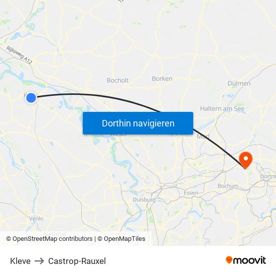 Kleve to Castrop-Rauxel map