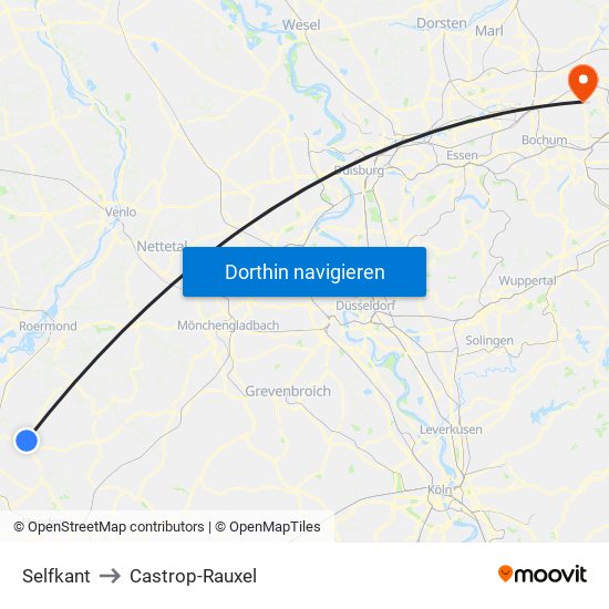 Selfkant to Castrop-Rauxel map