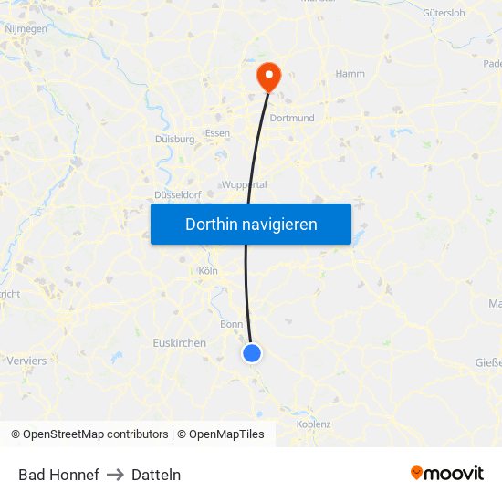 Bad Honnef to Datteln map