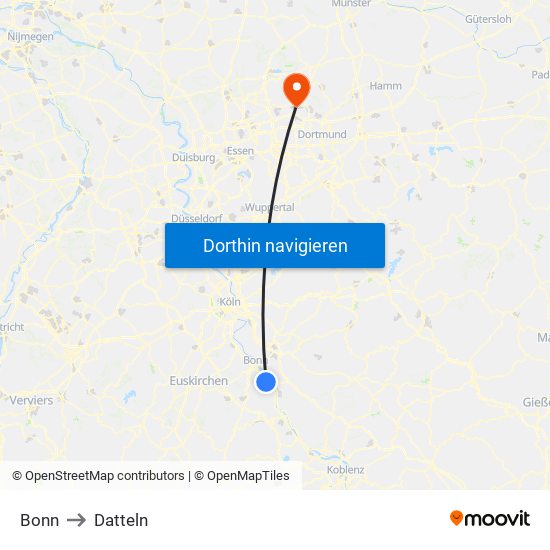 Bonn to Datteln map