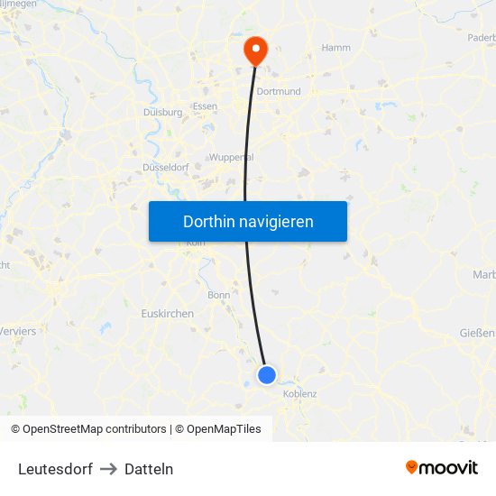 Leutesdorf to Datteln map