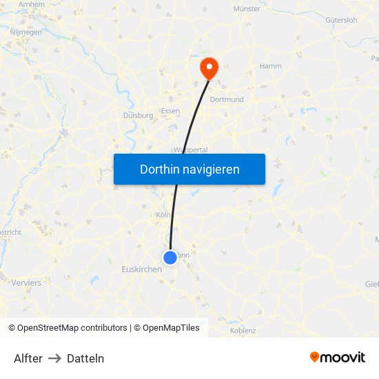 Alfter to Datteln map