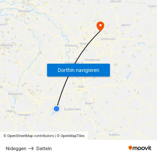 Nideggen to Datteln map