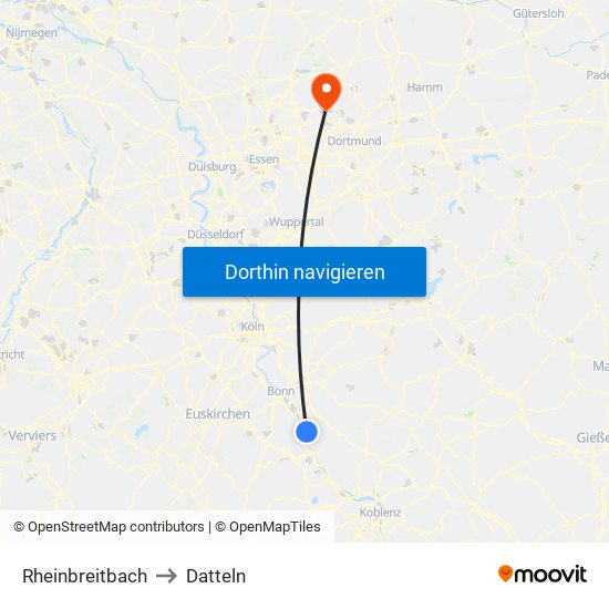 Rheinbreitbach to Datteln map