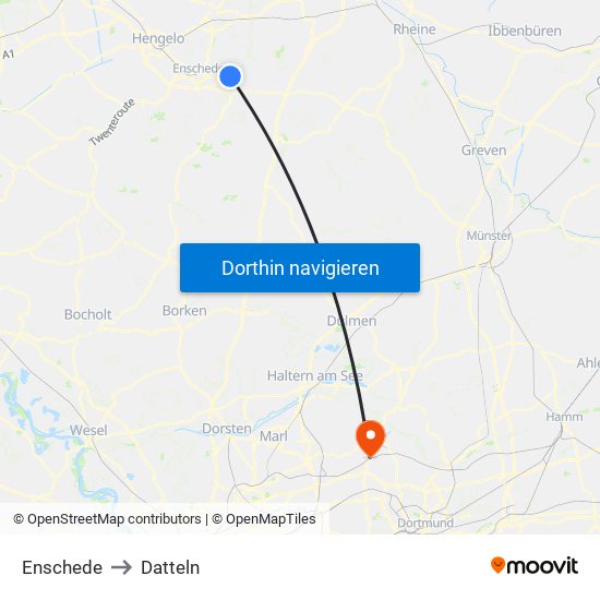 Enschede to Datteln map