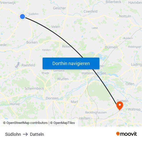 Südlohn to Datteln map