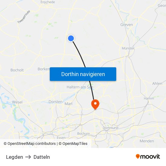 Legden to Datteln map