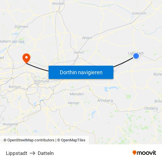 Lippstadt to Datteln map