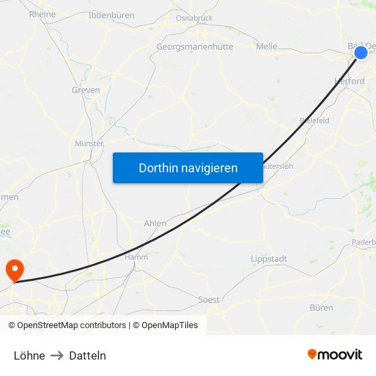 Löhne to Datteln map