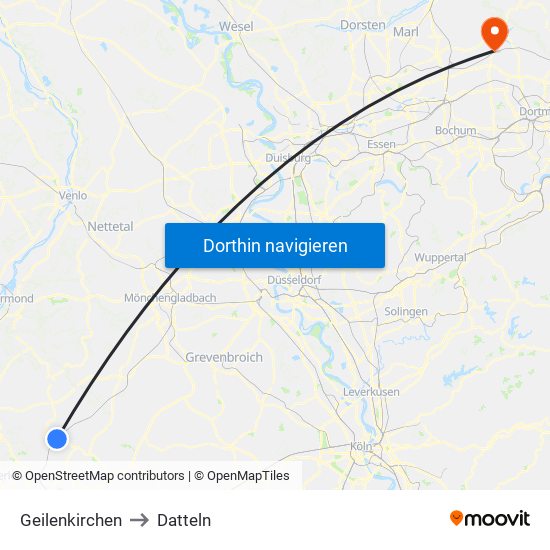 Geilenkirchen to Datteln map