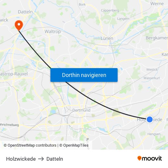 Holzwickede to Datteln map