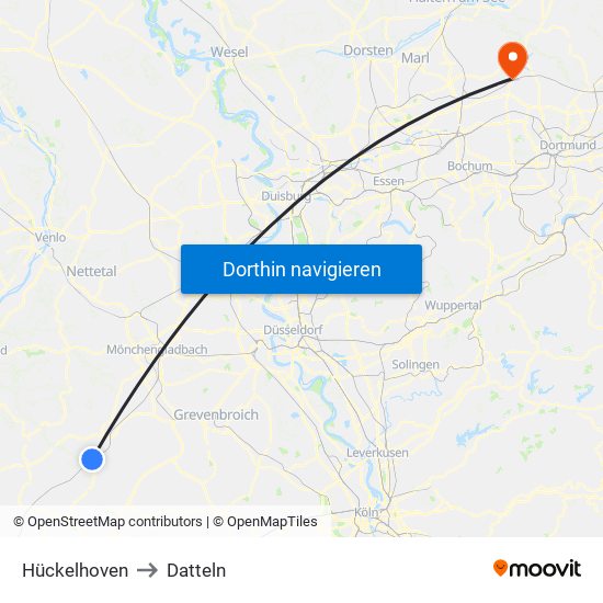 Hückelhoven to Datteln map