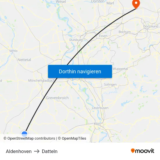 Aldenhoven to Datteln map