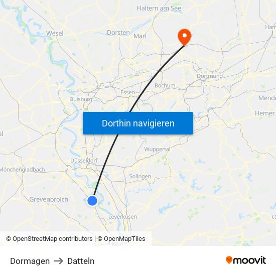 Dormagen to Datteln map