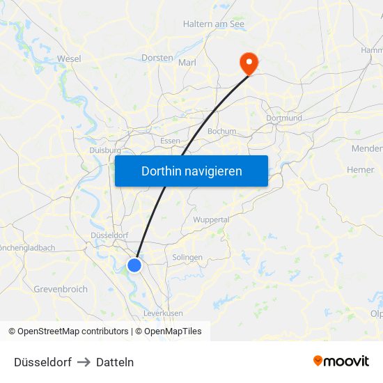 Düsseldorf to Datteln map
