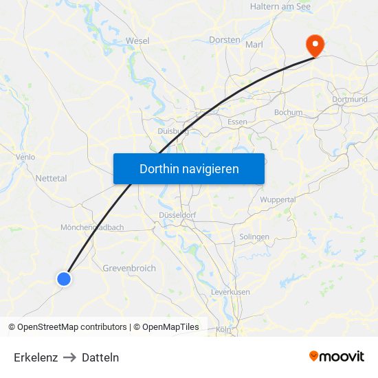 Erkelenz to Datteln map