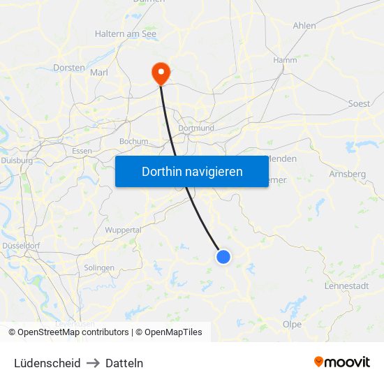 Lüdenscheid to Datteln map