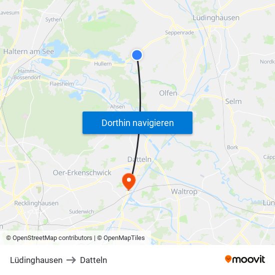 Lüdinghausen to Datteln map