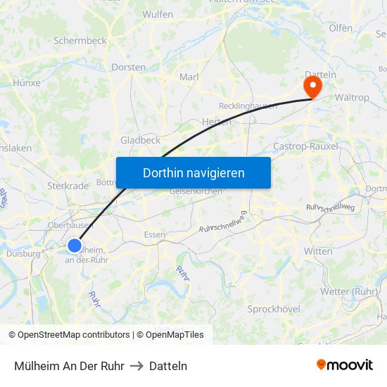 Mülheim An Der Ruhr to Datteln map