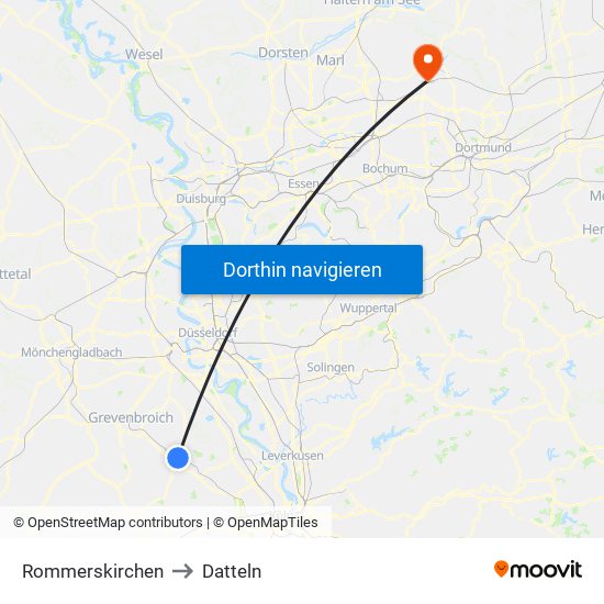 Rommerskirchen to Datteln map