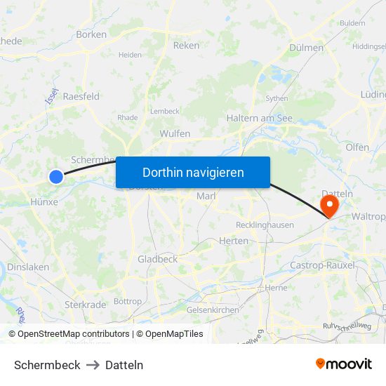 Schermbeck to Datteln map