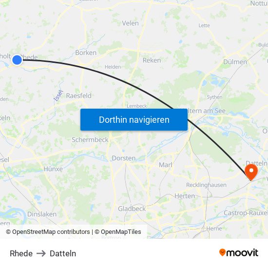 Rhede to Datteln map